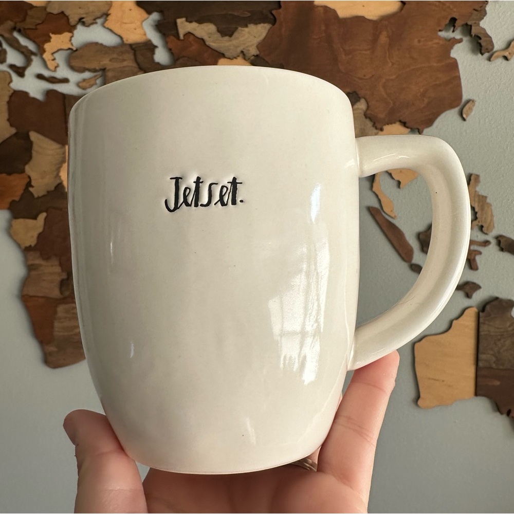 Rae Dunn Artisan Collection “Jetset” stamped 16 oz Ceramic Mug